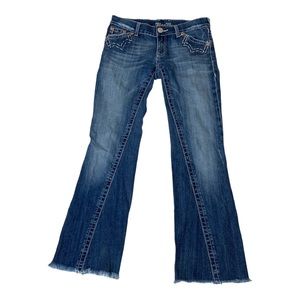 Miss Me flare leg jeans distressed hem size 28